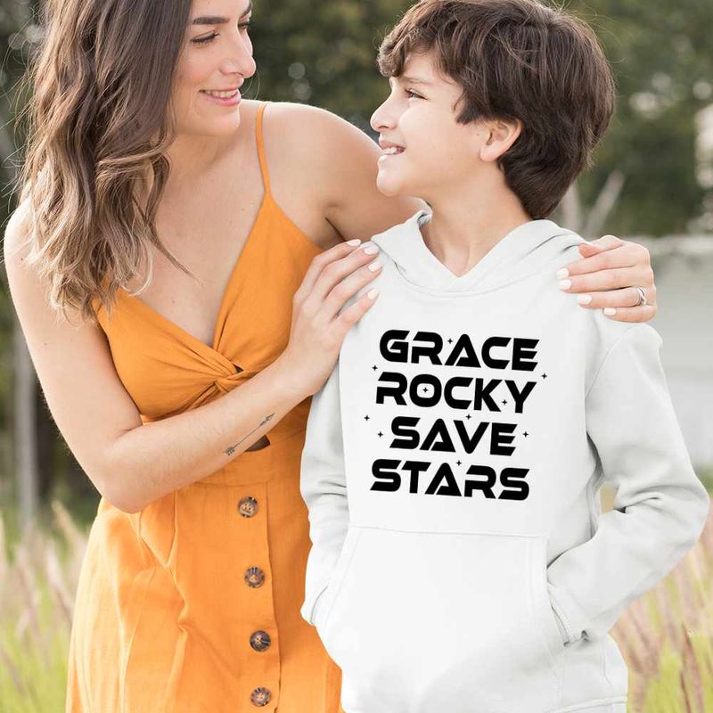 Fashion, accesorii si bijuterii - Copii - Imbracaminte copii - Pulovere si hanorace copii - Hanorac Copii Baieti Project Hail Mary Grace Rocky Save Stars, alb, marime XS Copii - Infinity.ro