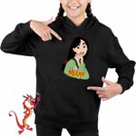 Fashion, accesorii si bijuterii - Copii - Imbracaminte copii - Pulovere si hanorace copii - Hanorac Copii Fete Mulan Kung Fu, negru, marime XL Copii - Infinity.ro