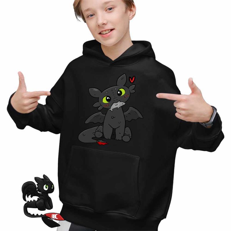 Fashion, accesorii si bijuterii - Copii - Imbracaminte copii - Pulovere si hanorace copii - Hanorac Copii Baieti Toothless Dragon Night Fury How to train your dragon, negru, marime L Copii - Infinity.ro