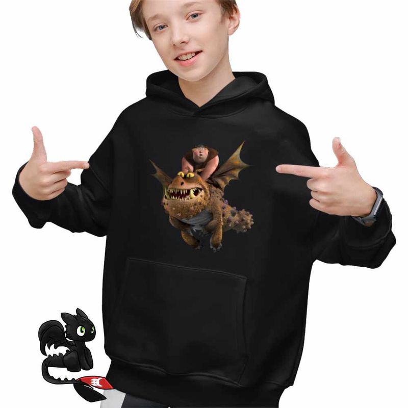 Fashion, accesorii si bijuterii - Copii - Imbracaminte copii - Pulovere si hanorace copii - Hanorac Copii Baieti Fishtlegs Meatlug How to train your dragon, negru, marime M Copii - Infinity.ro