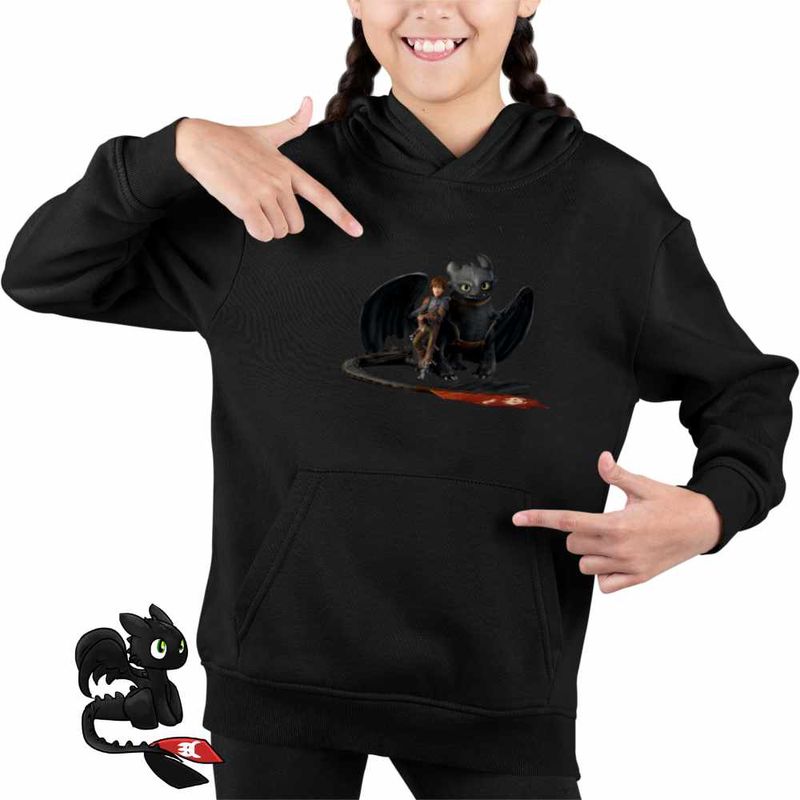 Fashion, accesorii si bijuterii - Copii - Imbracaminte copii - Pulovere si hanorace copii - Hanorac Copii Fete Hiccup Toothless How to train your dragon, negru, marime XL Copii - Infinity.ro
