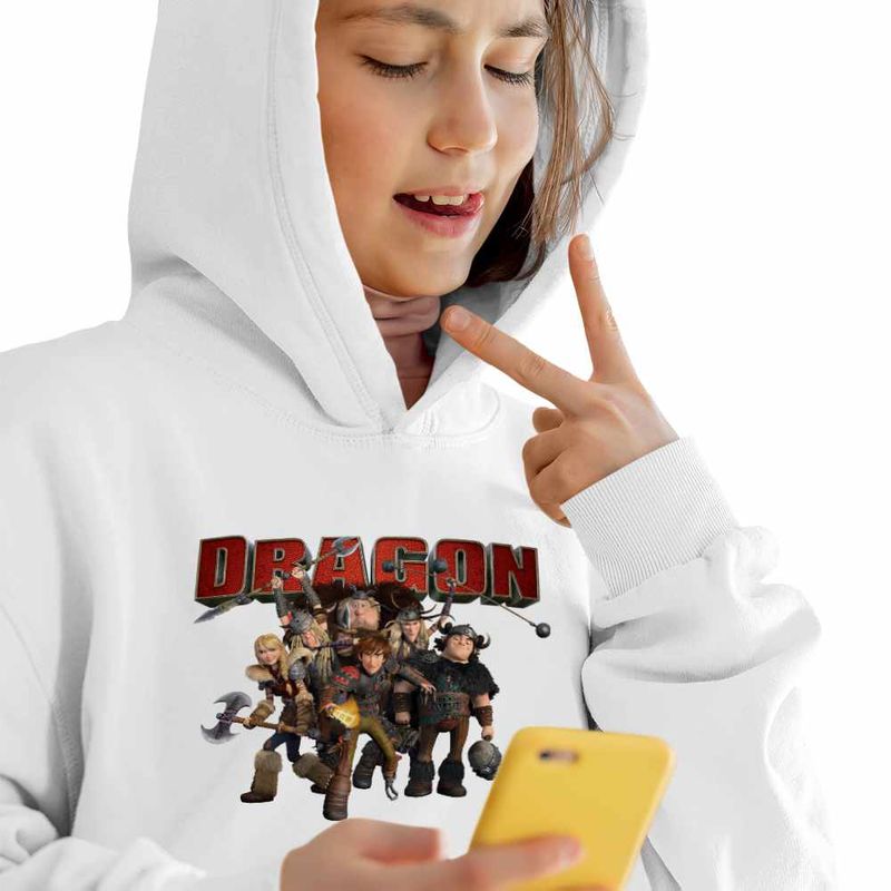 Fashion, accesorii si bijuterii - Copii - Imbracaminte copii - Pulovere si hanorace copii - Hanorac Copii Fete How to train your dragon, alb, marime L Copii - Infinity.ro