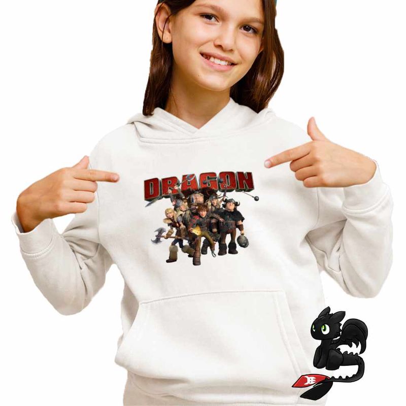 Fashion, accesorii si bijuterii - Copii - Imbracaminte copii - Pulovere si hanorace copii - Hanorac Copii Fete How to train your dragon, alb, marime L Copii - Infinity.ro