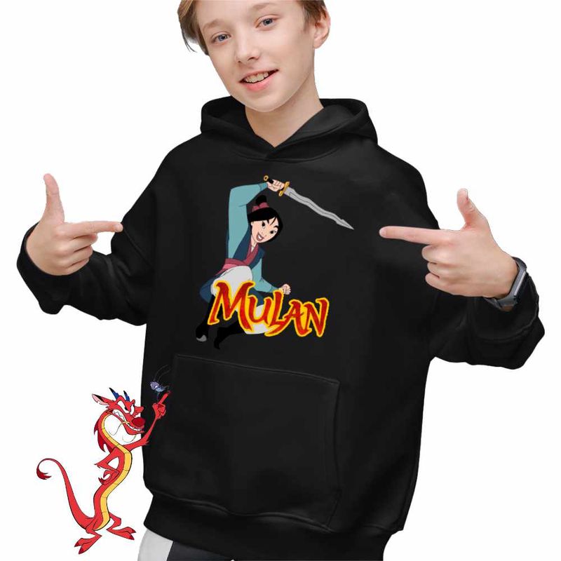 Fashion, accesorii si bijuterii - Copii - Imbracaminte copii - Pulovere si hanorace copii - Hanorac Copii Baieti Mulan Sword Attack, negru, marime XS Copii - Infinity.ro