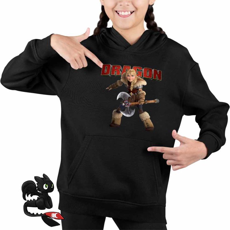 Fashion, accesorii si bijuterii - Copii - Imbracaminte copii - Pulovere si hanorace copii - Hanorac Copii Fete Astrid Vikings Warrior How to train your dragon, negru, marime M Copii - Infinity.ro
