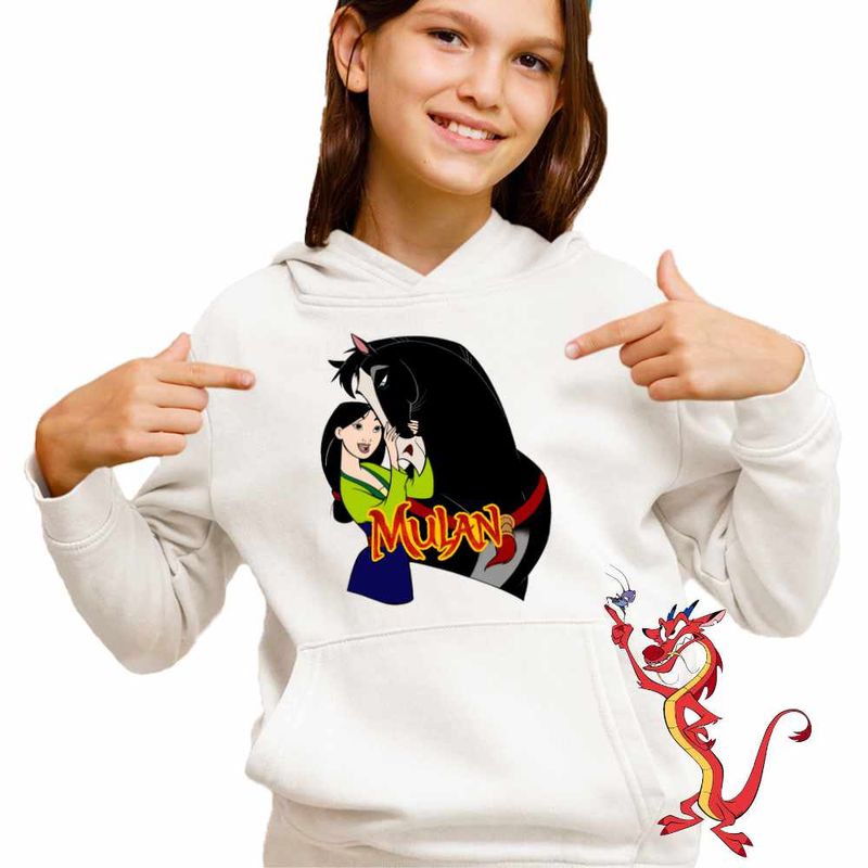Fashion, accesorii si bijuterii - Copii - Imbracaminte copii - Pulovere si hanorace copii - Hanorac Copii Fete Mulan Khan Cal, alb, marime L Copii - Infinity.ro