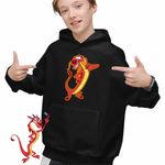 Fashion, accesorii si bijuterii - Copii - Imbracaminte copii - Pulovere si hanorace copii - Hanorac Copii Baieti Mulan Mushu Dragon, negru, marime S Copii - Infinity.ro