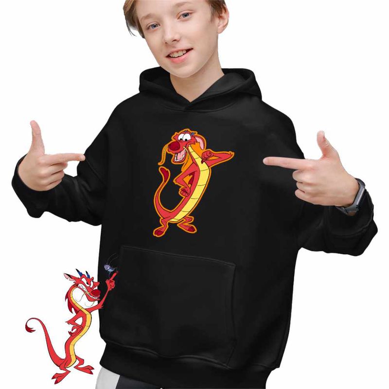 Fashion, accesorii si bijuterii - Copii - Imbracaminte copii - Pulovere si hanorace copii - Hanorac Copii Baieti Mulan Mushu Dragon, negru, marime S Copii - Infinity.ro