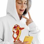 Fashion, accesorii si bijuterii - Copii - Imbracaminte copii - Pulovere si hanorace copii - Hanorac Copii Fete Mulan Mushu Dragon, alb, marime XS Copii - Infinity.ro