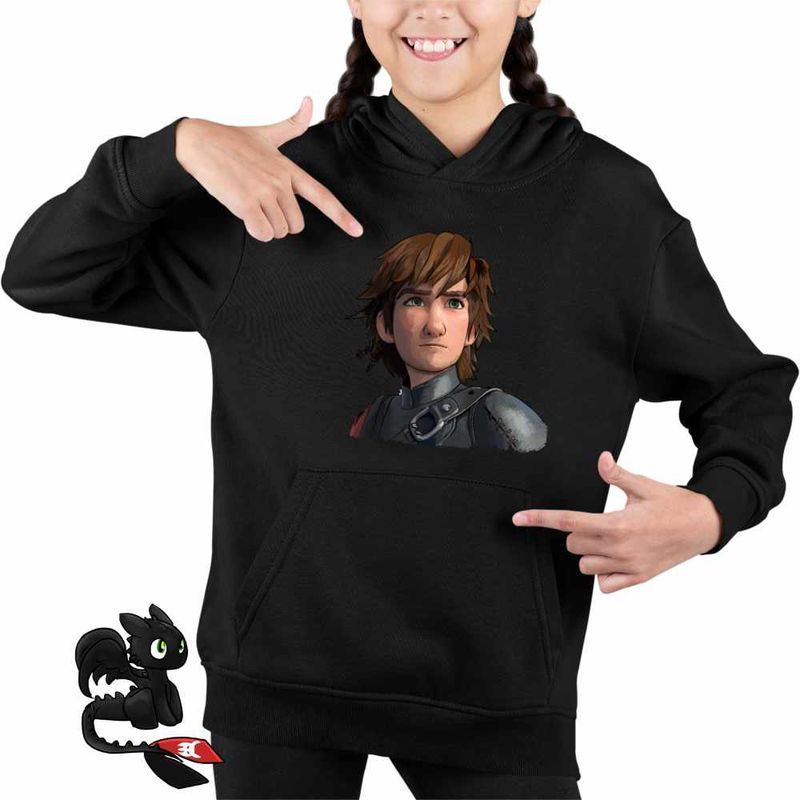 Fashion, accesorii si bijuterii - Copii - Imbracaminte copii - Pulovere si hanorace copii - Hanorac Copii Fete Hiccup Viking Dragon Rider How to train your dragon, negru, marime L Copii - Infinity.ro