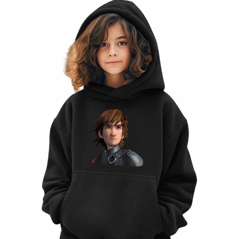 Fashion, accesorii si bijuterii - Copii - Imbracaminte copii - Pulovere si hanorace copii - Hanorac Copii Fete Hiccup Viking Dragon Rider How to train your dragon, negru, marime L Copii - Infinity.ro