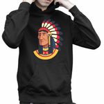 Fashion, accesorii si bijuterii - Copii - Imbracaminte copii - Pulovere si hanorace copii - Hanorac Copii Baieti Native American Chief Pene, negru, marime S Copii - Infinity.ro