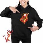 Fashion, accesorii si bijuterii - Copii - Imbracaminte copii - Pulovere si hanorace copii - Hanorac Copii Fete Mulan Mushu Crikee, negru, marime XL Copii - Infinity.ro