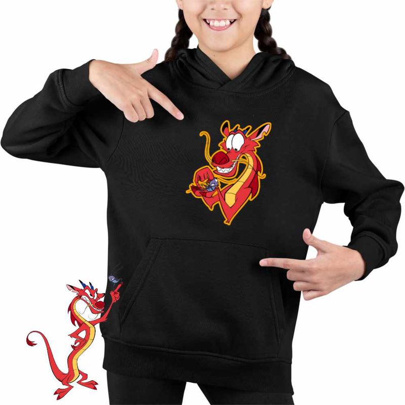 Fashion, accesorii si bijuterii - Copii - Imbracaminte copii - Pulovere si hanorace copii - Hanorac Copii Fete Mulan Mushu Crikee, negru, marime XL Copii - Infinity.ro