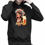 Fashion, accesorii si bijuterii - Copii - Imbracaminte copii - Pulovere si hanorace copii - Hanorac Copii Baieti Native American Pocahontas, negru, marime XL Copii - Infinity.ro