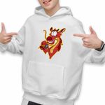 Fashion, accesorii si bijuterii - Copii - Imbracaminte copii - Pulovere si hanorace copii - Hanorac Copii Baieti Mulan Mushu Crikee, alb, marime XL Copii - Infinity.ro