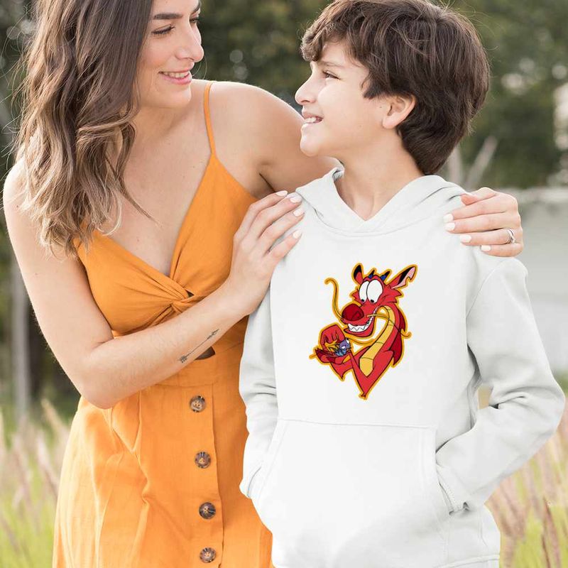 Fashion, accesorii si bijuterii - Copii - Imbracaminte copii - Pulovere si hanorace copii - Hanorac Copii Baieti Mulan Mushu Crikee, alb, marime XL Copii - Infinity.ro