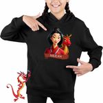 Fashion, accesorii si bijuterii - Copii - Imbracaminte copii - Pulovere si hanorace copii - Hanorac Copii Fete Mulan Dragon, negru, marime S Copii - Infinity.ro