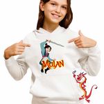Fashion, accesorii si bijuterii - Copii - Imbracaminte copii - Pulovere si hanorace copii - Hanorac Copii Fete Mulan Sword Attack, alb, marime S Copii - Infinity.ro