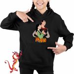 Fashion, accesorii si bijuterii - Copii - Imbracaminte copii - Pulovere si hanorace copii - Hanorac Copii Fete Mulan Shang, negru, marime L Copii - Infinity.ro