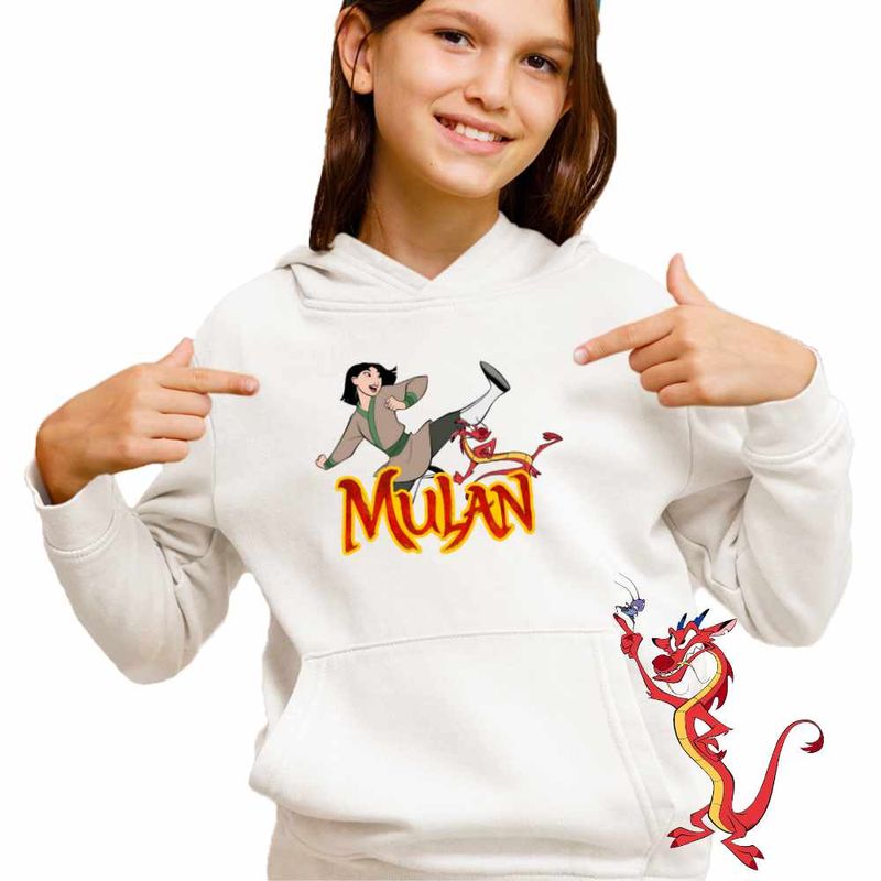 Fashion, accesorii si bijuterii - Copii - Imbracaminte copii - Pulovere si hanorace copii - Hanorac Copii Fete Mulan Mushu Kung Fu, alb, marime XL Copii - Infinity.ro