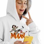 Fashion, accesorii si bijuterii - Copii - Imbracaminte copii - Pulovere si hanorace copii - Hanorac Copii Fete Mulan Mushu Kung Fu, alb, marime XL Copii - Infinity.ro