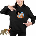 Fashion, accesorii si bijuterii - Copii - Imbracaminte copii - Pulovere si hanorace copii - Hanorac Copii Fete Cartea Junglei Mowgli Baby Tiger, negru, marime XL Copii - Infinity.ro