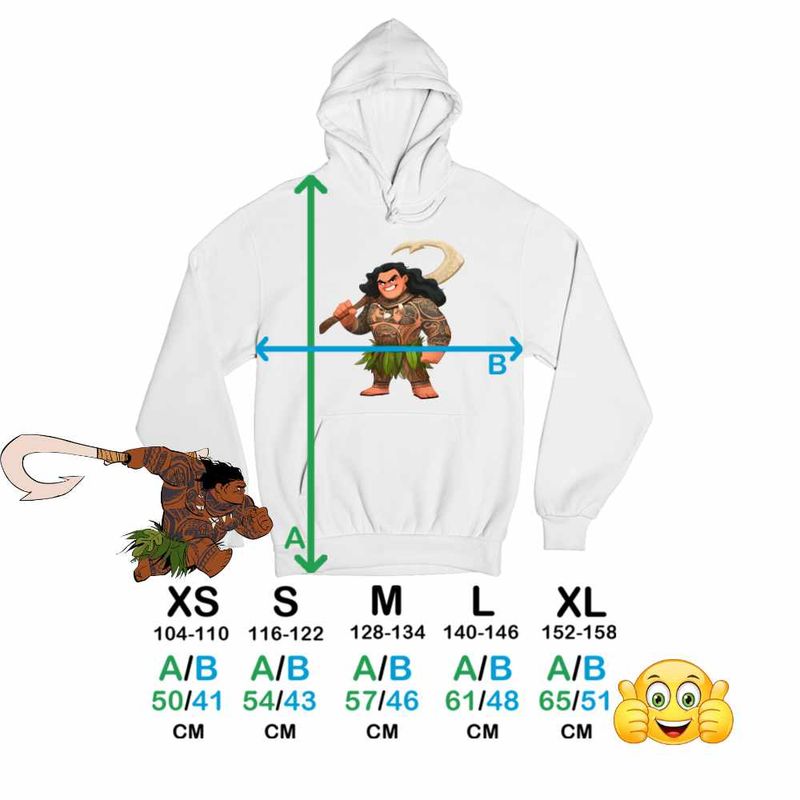 Fashion, accesorii si bijuterii - Copii - Imbracaminte copii - Pulovere si hanorace copii - Hanorac Copii Baieti Maui Moana Vaiana, alb, marime S Copii - Infinity.ro