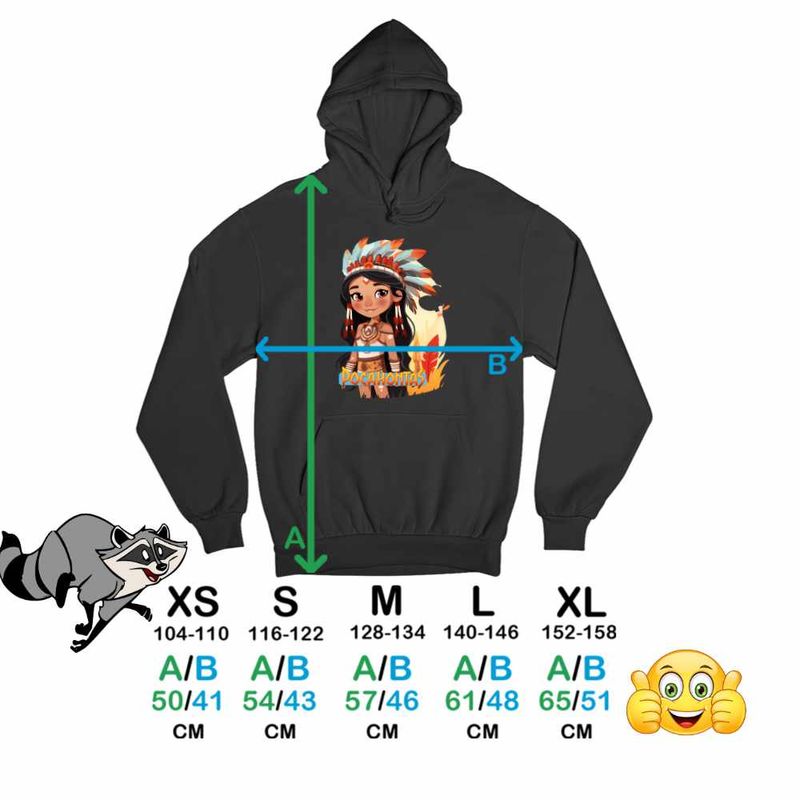 Fashion, accesorii si bijuterii - Copii - Imbracaminte copii - Pulovere si hanorace copii - Hanorac Copii Fete Native American Pocahontas, negru, marime XL Copii - Infinity.ro