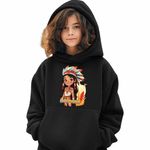 Fashion, accesorii si bijuterii - Copii - Imbracaminte copii - Pulovere si hanorace copii - Hanorac Copii Fete Native American Pocahontas, negru, marime XL Copii - Infinity.ro
