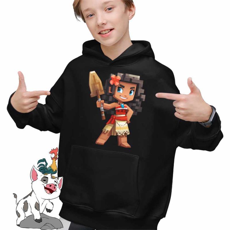 Fashion, accesorii si bijuterii - Copii - Imbracaminte copii - Pulovere si hanorace copii - Hanorac Copii Baieti Moana Vaiana Minecraft Roblox, negru, marime XS Copii - Infinity.ro