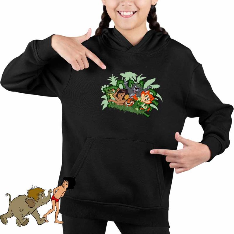 Fashion, accesorii si bijuterii - Copii - Imbracaminte copii - Pulovere si hanorace copii - Hanorac Copii Fete Cartea Junglei Mowgli, negru, marime XL Copii - Infinity.ro