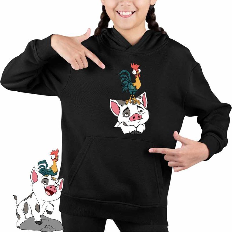 Fashion, accesorii si bijuterii - Copii - Imbracaminte copii - Pulovere si hanorace copii - Hanorac Copii Fete Pua Heihei Moana Vaiana, negru, marime L Copii - Infinity.ro