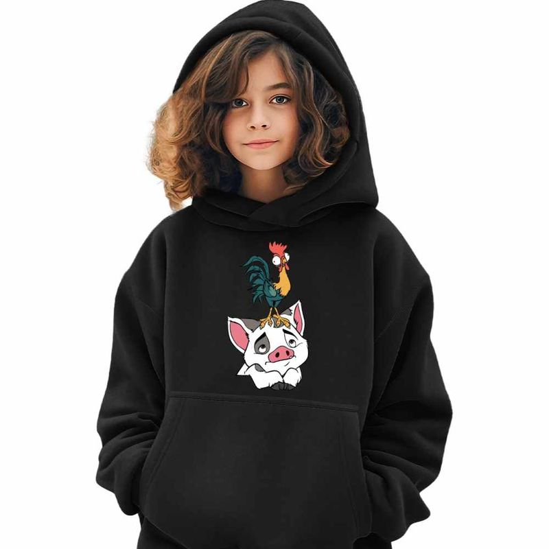 Fashion, accesorii si bijuterii - Copii - Imbracaminte copii - Pulovere si hanorace copii - Hanorac Copii Fete Pua Heihei Moana Vaiana, negru, marime L Copii - Infinity.ro