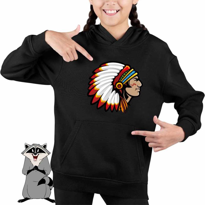 Fashion, accesorii si bijuterii - Copii - Imbracaminte copii - Pulovere si hanorace copii - Hanorac Copii Fete Indian Native American, negru, marime XL Copii - Infinity.ro