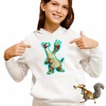 Fashion, accesorii si bijuterii - Copii - Imbracaminte copii - Pulovere si hanorace copii - Hanorac Copii Fete Ice Age Sid Lenes, alb, marime XL Copii - Infinity.ro