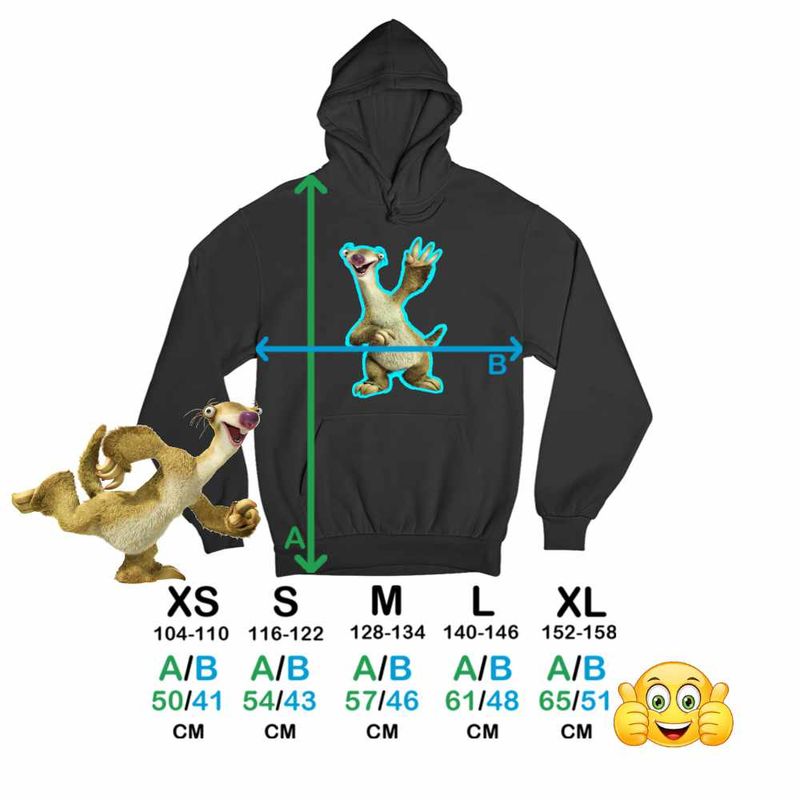 Fashion, accesorii si bijuterii - Copii - Imbracaminte copii - Pulovere si hanorace copii - Hanorac Copii Baieti Ice Age Sid Lenes, negru, marime L Copii - Infinity.ro