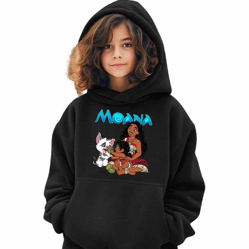 Fashion, accesorii si bijuterii - Copii - Imbracaminte copii - Pulovere si hanorace copii - Hanorac Copii Fete Moana Pua Simea Vaiana, negru, marime XS Copii - Infinity.ro