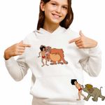 Fashion, accesorii si bijuterii - Copii - Imbracaminte copii - Pulovere si hanorace copii - Hanorac Copii Fete Cartea Junglei Mowgli King Louie, alb, marime M Copii - Infinity.ro