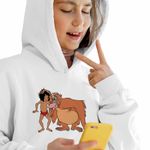 Fashion, accesorii si bijuterii - Copii - Imbracaminte copii - Pulovere si hanorace copii - Hanorac Copii Fete Cartea Junglei Mowgli King Louie, alb, marime M Copii - Infinity.ro