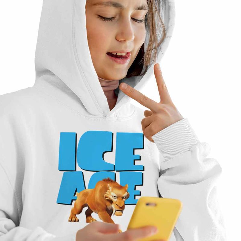 Fashion, accesorii si bijuterii - Copii - Imbracaminte copii - Pulovere si hanorace copii - Hanorac Copii Fete Ice Age Diego Smilodon Tigru, alb, marime XS Copii - Infinity.ro