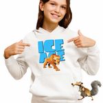 Fashion, accesorii si bijuterii - Copii - Imbracaminte copii - Pulovere si hanorace copii - Hanorac Copii Fete Ice Age Diego Smilodon Tigru, alb, marime XS Copii - Infinity.ro