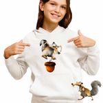 Fashion, accesorii si bijuterii - Copii - Imbracaminte copii - Pulovere si hanorace copii - Hanorac Copii Fete Ice Age Scrat Veverita, alb, marime L Copii - Infinity.ro