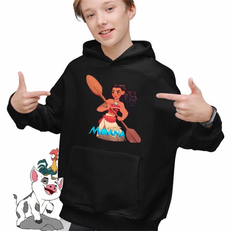 Fashion, accesorii si bijuterii - Copii - Imbracaminte copii - Pulovere si hanorace copii - Hanorac Copii Baieti Moana Vaiana, negru, marime XS Copii - Infinity.ro