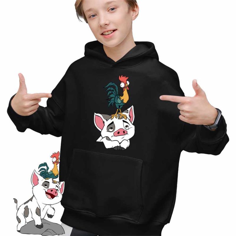 Fashion, accesorii si bijuterii - Copii - Imbracaminte copii - Pulovere si hanorace copii - Hanorac Copii Baieti Pua Heihei Moana Vaiana, negru, marime XL Copii - Infinity.ro