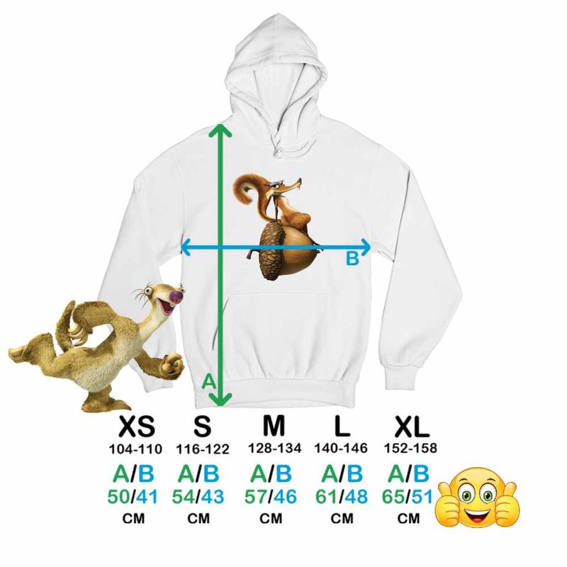 Fashion, accesorii si bijuterii - Copii - Imbracaminte copii - Pulovere si hanorace copii - Hanorac Copii Baieti Ice Age Scratte Veverita, alb, marime S Copii - Infinity.ro