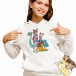 Fashion, accesorii si bijuterii - Copii - Imbracaminte copii - Pulovere si hanorace copii - Hanorac Copii Fete Bambi Zootopia Iepuras Sarpe Vulpe, alb, marime XS Copii - Infinity.ro