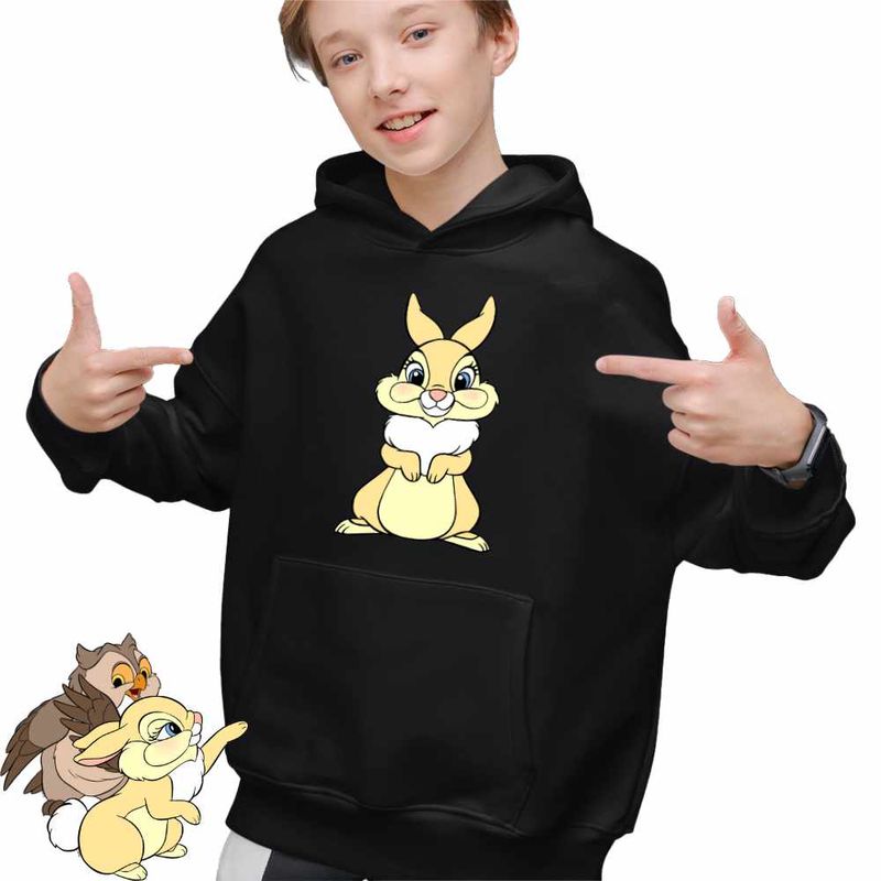Fashion, accesorii si bijuterii - Copii - Imbracaminte copii - Pulovere si hanorace copii - Hanorac Copii Baieti Miss Bunny Iepuras Bambi Love, negru, marime XS Copii - Infinity.ro