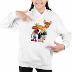 Fashion, accesorii si bijuterii - Copii - Imbracaminte copii - Pulovere si hanorace copii - Hanorac Copii Fete Bambi Papa Strumf Flower Thumper Sconcs Padure, alb, marime XS Copii - Infinity.ro