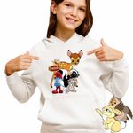 Fashion, accesorii si bijuterii - Copii - Imbracaminte copii - Pulovere si hanorace copii - Hanorac Copii Fete Bambi Papa Strumf Flower Thumper Sconcs Padure, alb, marime XS Copii - Infinity.ro